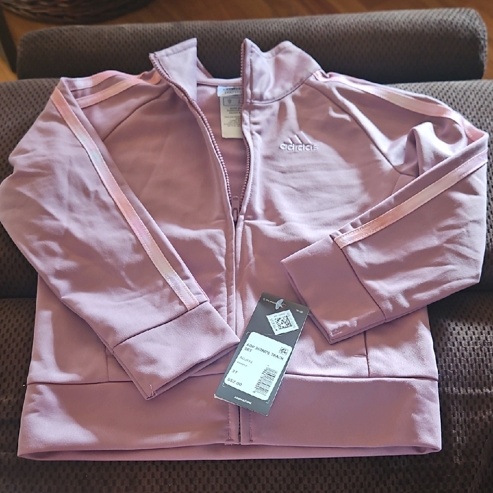 adidas Dusty Pink Track Jacket with Stripe Detailing: NWT Kids 3T